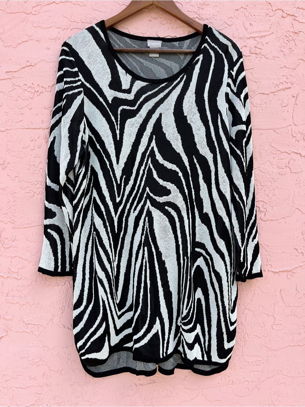 Chico’s Zebra Print Top Dress Tunic Rayon Size XL